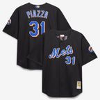 NY.Mets #31 Mike Piazza Mitchell & Ness Black Big & Tall Cooperstown Mesh Batting Practice Jersey