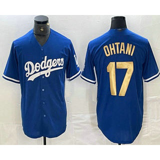 LA.Dodgers #17 Shohei Ohtani Blue Gold Stitched Cool 2 Base Jersey