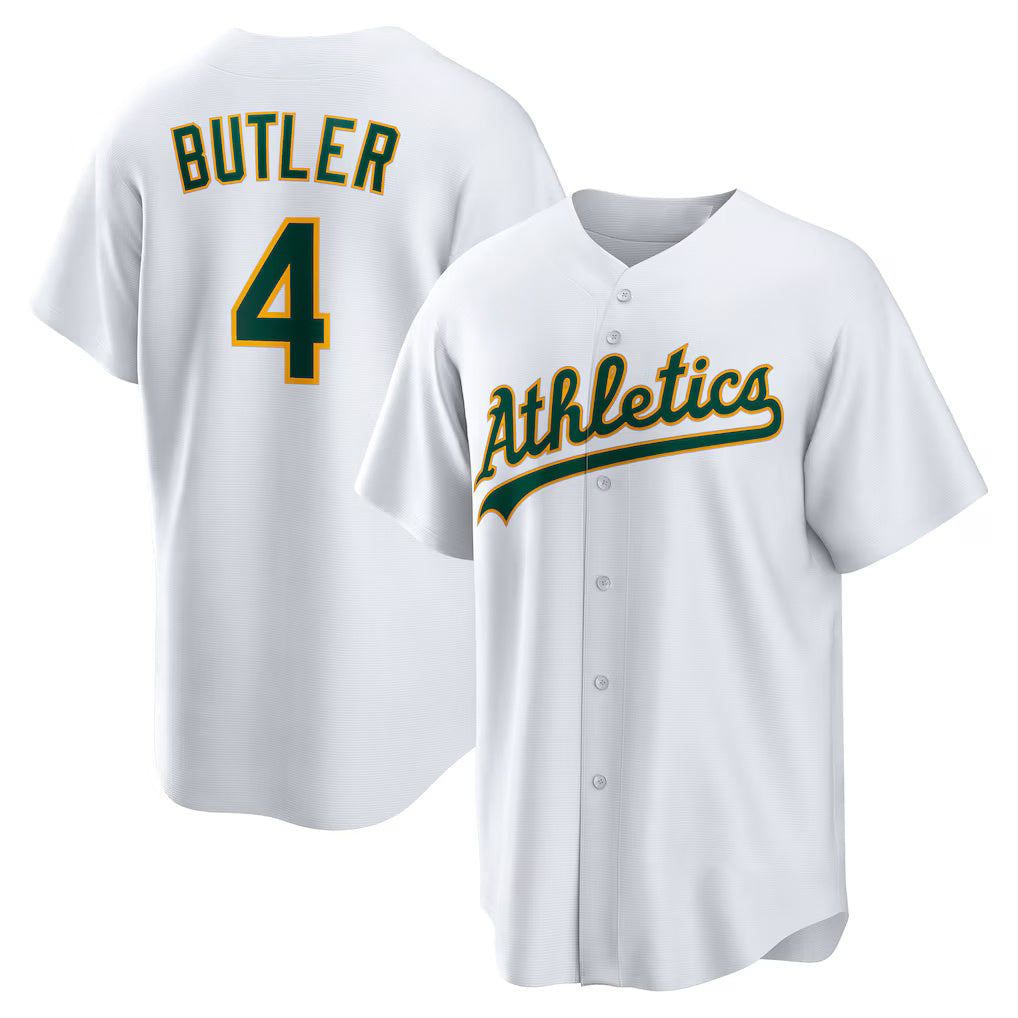 O.Athletics #4 Lawrence Butler White Home Replica Jersey