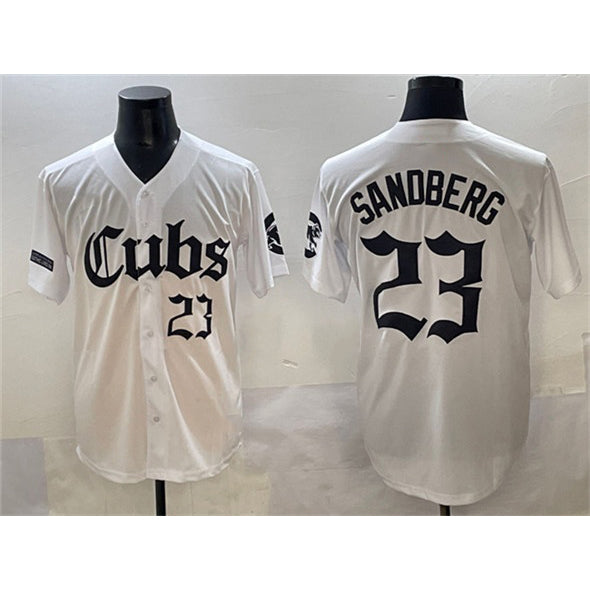 C.Cubs #23 Ryne Sandberg White 'Gothic North Side Edition' Vapor Premier Limited Stitched Jersey