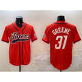 D.Tigers #31 Riley Greene Orange With Patch Cool Base 2 Stitched Jersey