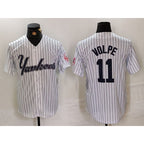NY.Yankees #11 Anthony Volpe White Pinstripe Fashion Cool Base 2 Jersey