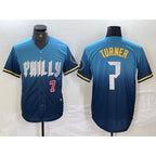 P.Phillies #7 Trea Turner Number Blue 2024 City Connect Limited Stitched Jerseys