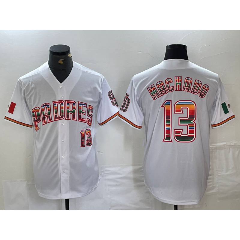 SD.Padres #13 Manny Machado Mexico White Cool Base Stitched Jersey