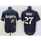 LA.Angels #27 Mike Trout Black 'Gothic Halo Edition' Vapor Limited Stitched Jersey