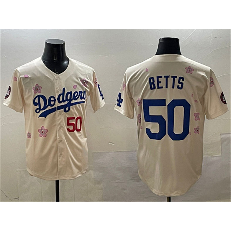 LA.Dodgers #50 Mookie Betts Cream 2025 Tokyo Series Limited Stitched Jersey