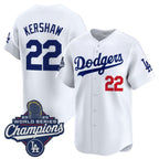 LA.Dodgers #22 Clayton Kershaw White 2025 Champions Stitched Jersey