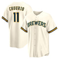 M.Brewers #11 Jackson Chourio Cream Home Replica Jersey