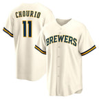 M.Brewers #11 Jackson Chourio Cream Home Replica Jersey