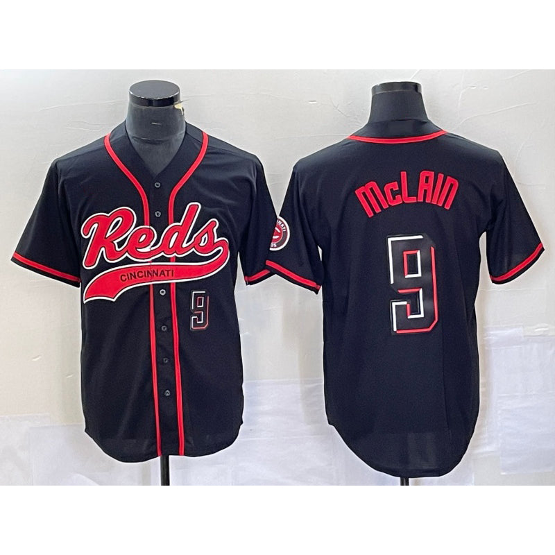 C.Reds #9 Matt McLain Number Black 2023 City Connect Cool Base Stitched Jersey