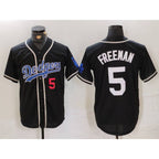 LA.Dodgers #5 Freddie Freeman Number Black Cool Base 2 With Patch Stitched Jersey