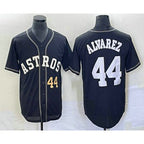 H.Astros #44 Yordan Alvarez Number Black Cool Base Stitched  Jersey