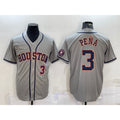 H.Astros #3 Jeremy Pena Number Grey With Patch Stitched Cool Base Jersey