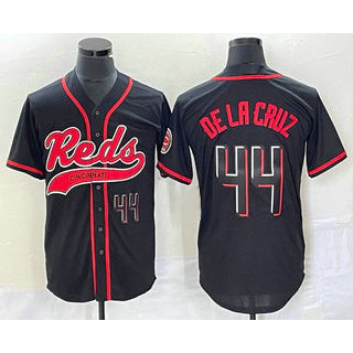C.Reds #44 Elly De La Cruz Number Black With Patch Cool Base Stitched  Jersey