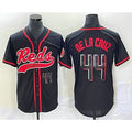 C.Reds #44 Elly De La Cruz Number Black With Patch Cool Base Stitched  Jersey