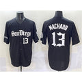 SD.Padres #13 Manny Machado Black Gothic Edition Vapor Limited Stitched Jersey
