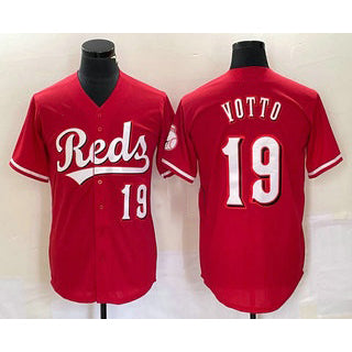 C.Reds #19 Joey Votto Number Red Cool Base Stitched  Jersey