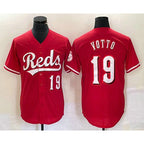 C.Reds #19 Joey Votto Number Red Cool Base Stitched  Jersey