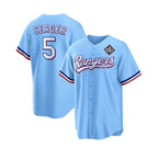 T.Rangers #5 Corey Seager Blue 2023 World Series Stitched  Jersey