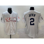 NY.Yankees #2 Derek Jeter White Bronx Graffiti Vapor Limited Stitched  Jersey
