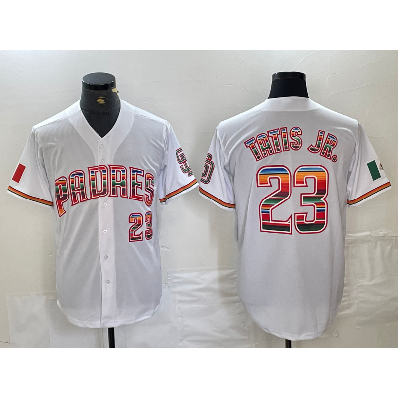 SD.Padres #23 Fernando Tatis Jr. Mexico White Cool Base Stitched Jersey