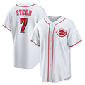 C.Reds #7 Spencer Steer White Home Replica Jersey