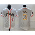 H.Astros #3 Jeremy Pena Number 2023 White Gold World Serise Champions Patch Flex Base Stitched Jersey