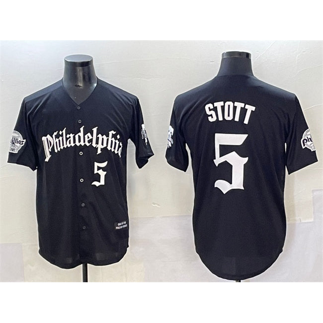 P.Phillies #5 Bryson Stott Black Gothic Vapor Limited Stitched Jersey