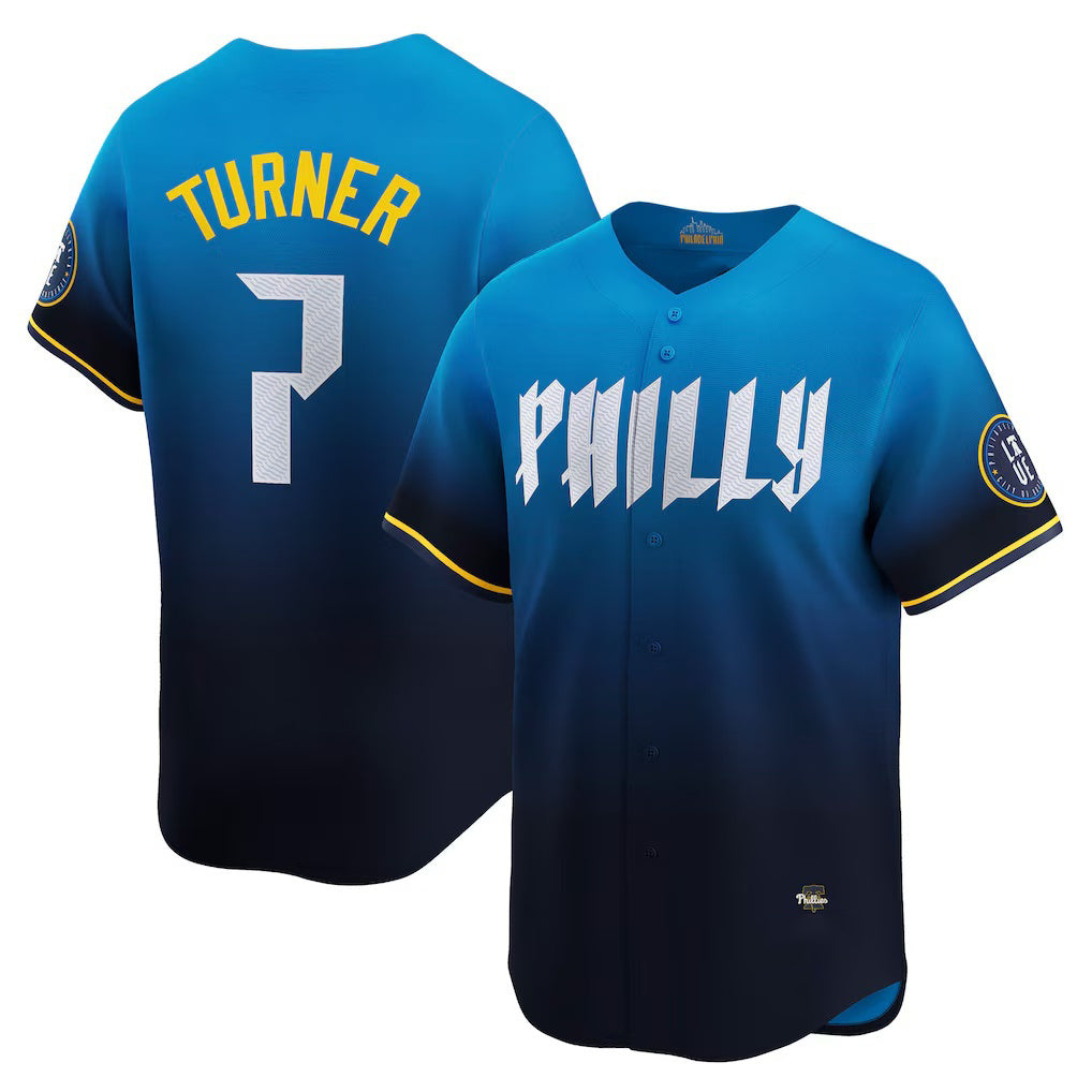 P.Phillies #7 Trea Turner Blue City Connect Limited Player Jersey