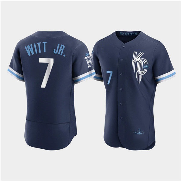 KC.Royals #7 Bobby Witt Jr.2022 Navy City Connect Flex Base Stitched Jersey
