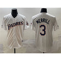 SD.Padres #3 Jackson Merrill White Throwback With Patch Cool Base Stitched Jersey