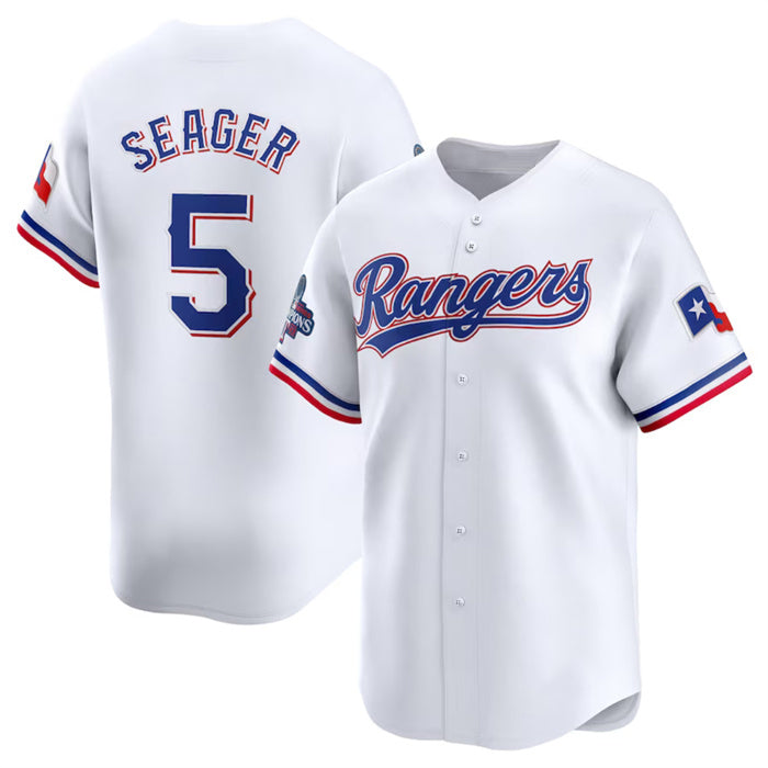 T.Rangers #5 Corey Seager White 2023 World Series Champions Stitched  Jersey