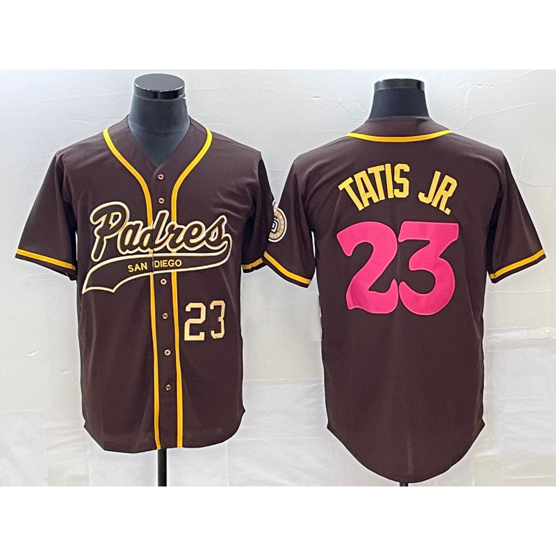 SD.Padres #23 Fernando Tatis Jr. Number Brown NEW 2023 City Connect Cool Base Stitched Jersey