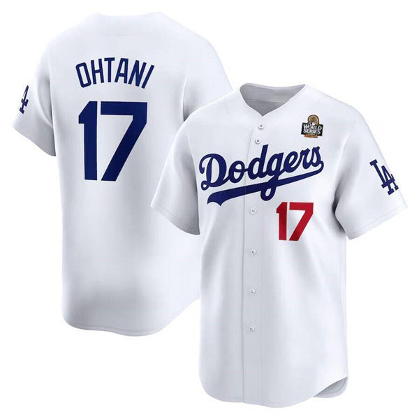 LA.Dodgers #17 Shohei Ohtani White 2024 World Series Home Limited Home Limited Cool Base Stitched Jersey