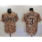 SD.Padres #3 Jackson Merrill Camo With PS Patch Cool Base Stitched Jersey