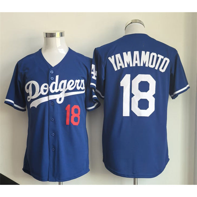 LA.Dodgers #18 Yoshinobu Yamamoto Royal Limited Stitched Jersey