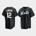 NY.Mets #12 Francisco Lindor Black Cool Base Stitched Jersey