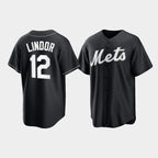 NY.Mets #12 Francisco Lindor Black Cool Base Stitched Jersey