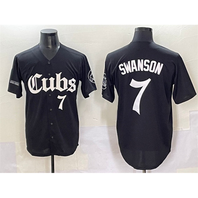 C.Cubs #7 Dansby Swanson Black 'Gothic North Side Edition' Vapor Premier Limited Stitched Jersey