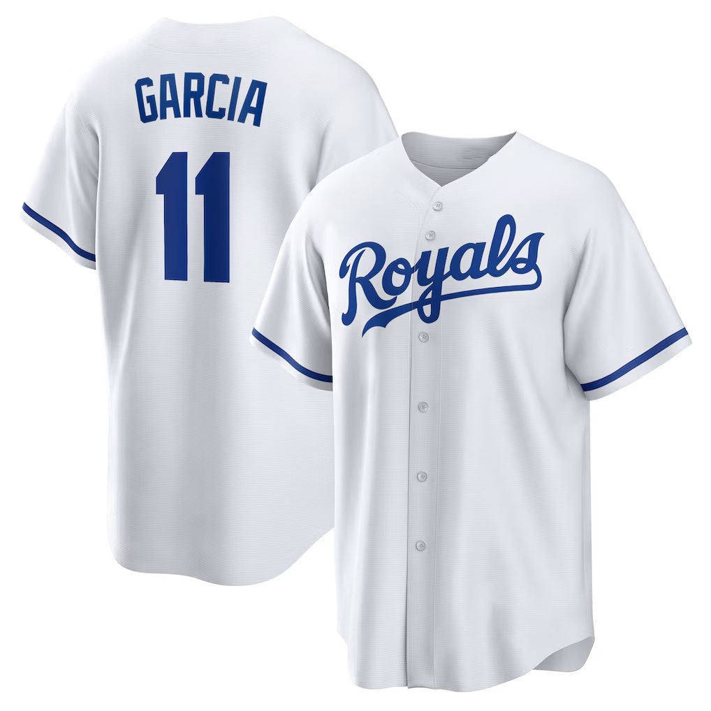 KC.Royals #11 Maikel Garcia White Home Replica Jersey