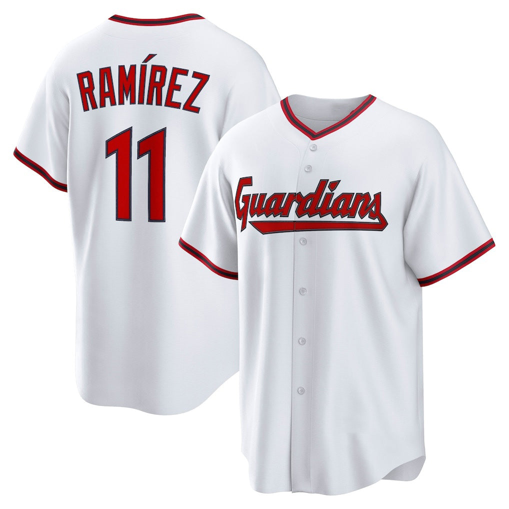 C.Guardians #11 Jose Ramirez White Home Replica Jersey