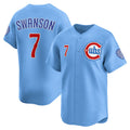 C.Cubs #7 Dansby Swanson Baby Blue 2nd Alternate Limited Player Jersey