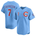 C.Cubs #7 Dansby Swanson Baby Blue 2nd Alternate Limited Player Jersey