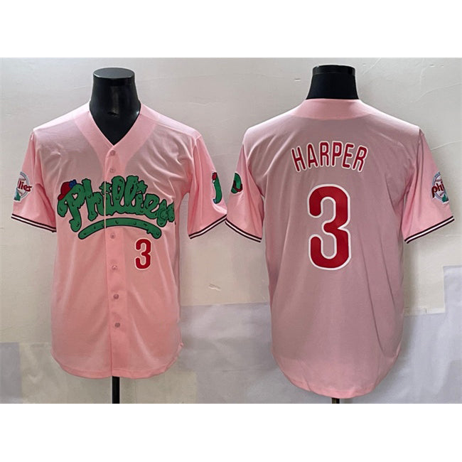 P.Phillies #3 Bryce Harper Pink Phanatic Limited Stitched Jersey