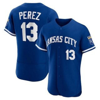 KC.Royals #13 Salvador Perez Blue Flex Base Stitched Jersey