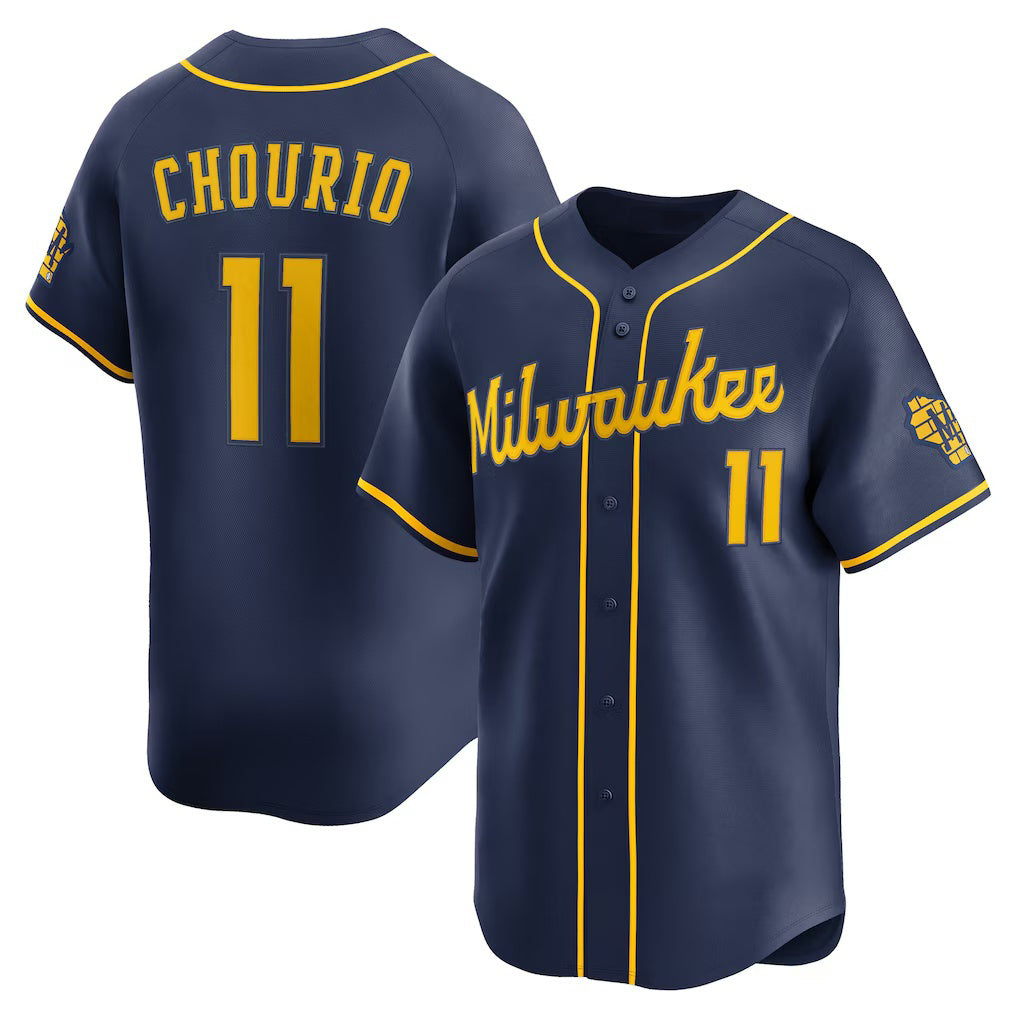 M.Brewers #11 Jackson Chourio Navy Alternate 2 Limited Jersey