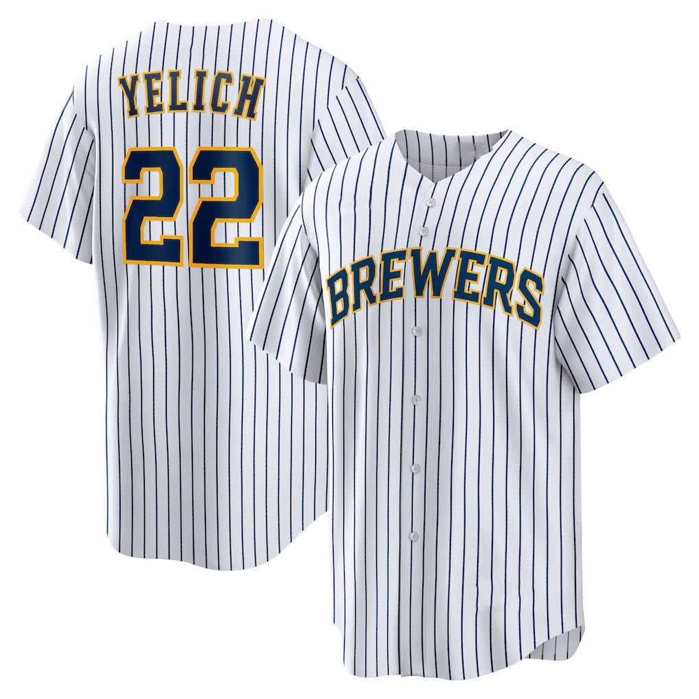 M.Brewers #22 Christian Yelich White Alternate Replica Player Jersey