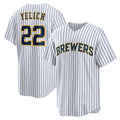 M.Brewers #22 Christian Yelich White Alternate Replica Player Jersey