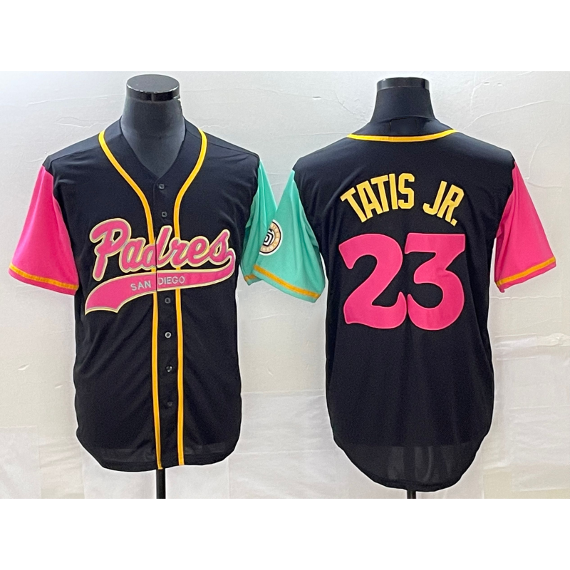 SD.Padres #23 Fernando Tatis Jr. Black NEW 2023 City Connect Cool Base 2 Stitched Jersey