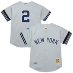 NY.Yankees #2 Derek Jeter Mitchell & Ness Gray Cooperstown Collection 2000 World Series Authentic Jersey